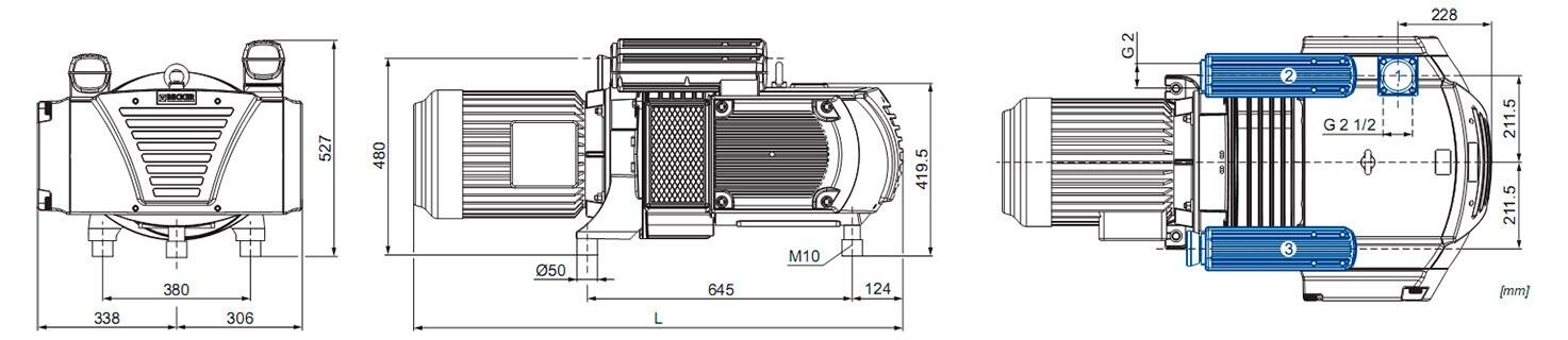 Габаритные размеры (чертеж) Becker DTLF 2.250