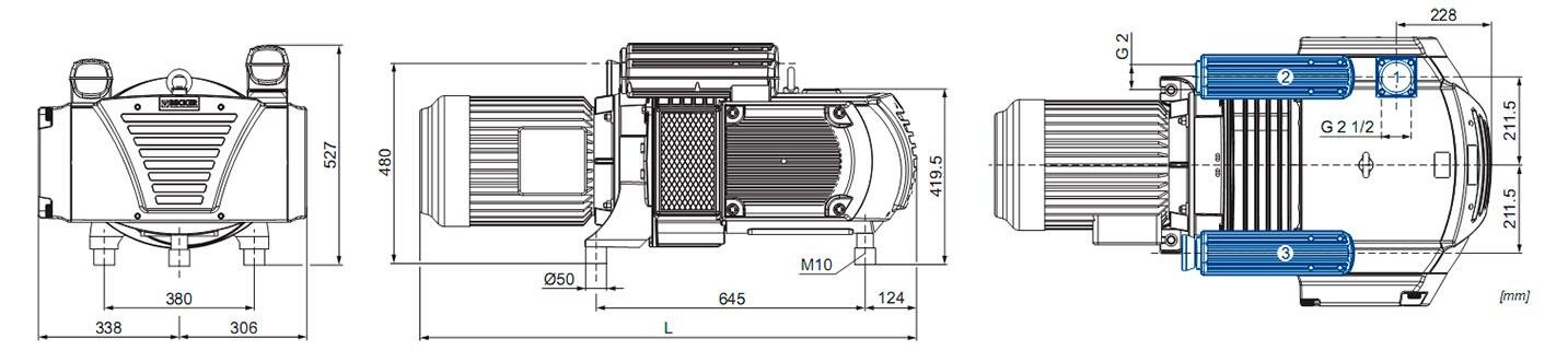 Габаритные размеры (чертеж) Becker DXLF 2.250