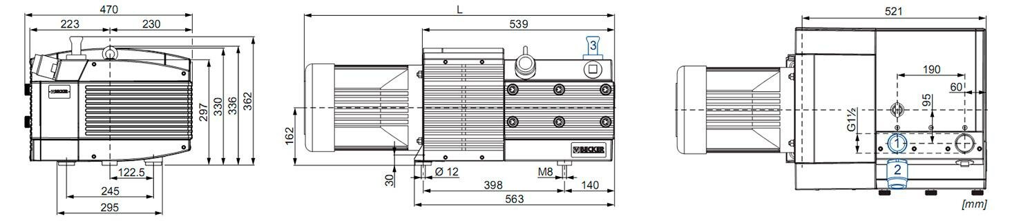 Габаритные размеры (чертеж) Becker KDT 3.140