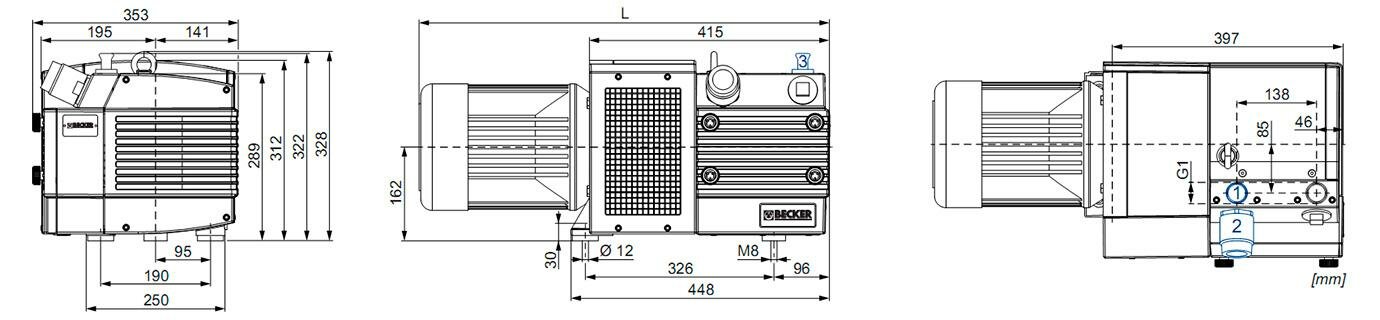 Габаритные размеры (чертеж) Becker KDT 3.60