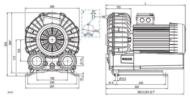 Габаритные размеры (чертеж) Becker SV 130/2 1.1 1F