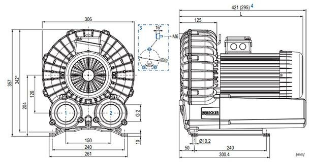 Габаритные размеры (чертеж) Becker SV 200/1 1.1 1F