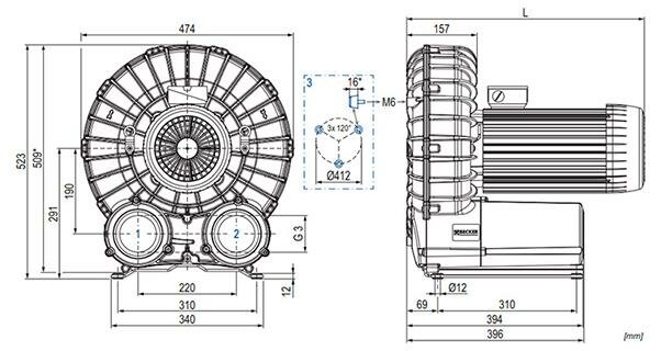 Габаритные размеры (чертеж) Becker SV 500/2 5.5