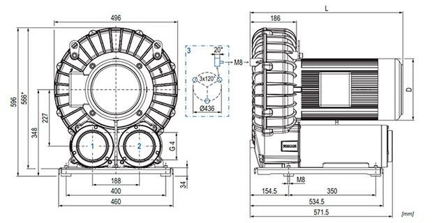 Габаритные размеры (чертеж) Becker SV 700/2 7.5